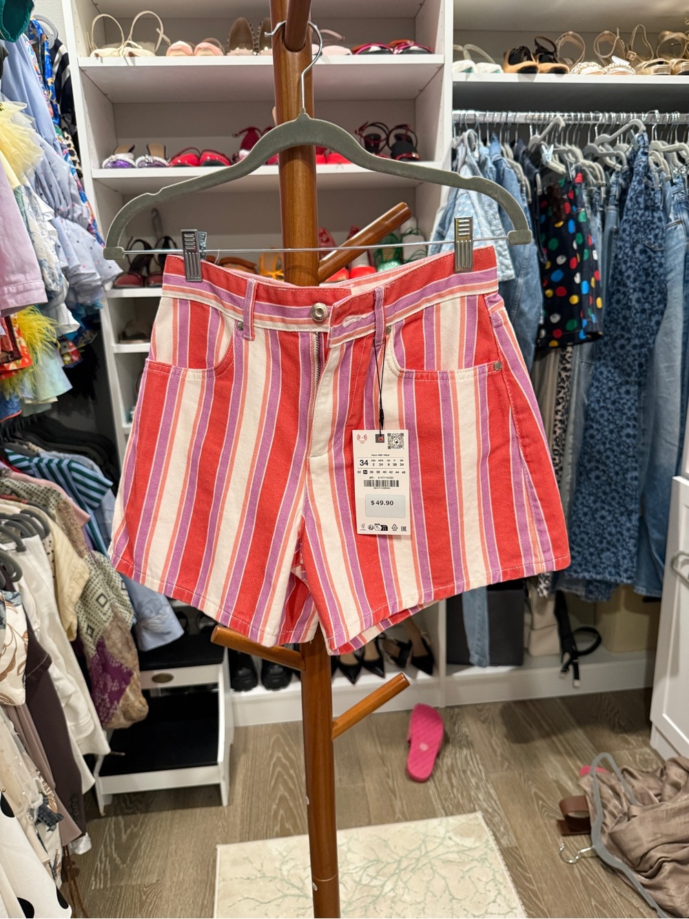 Zara Striped Denim shorts